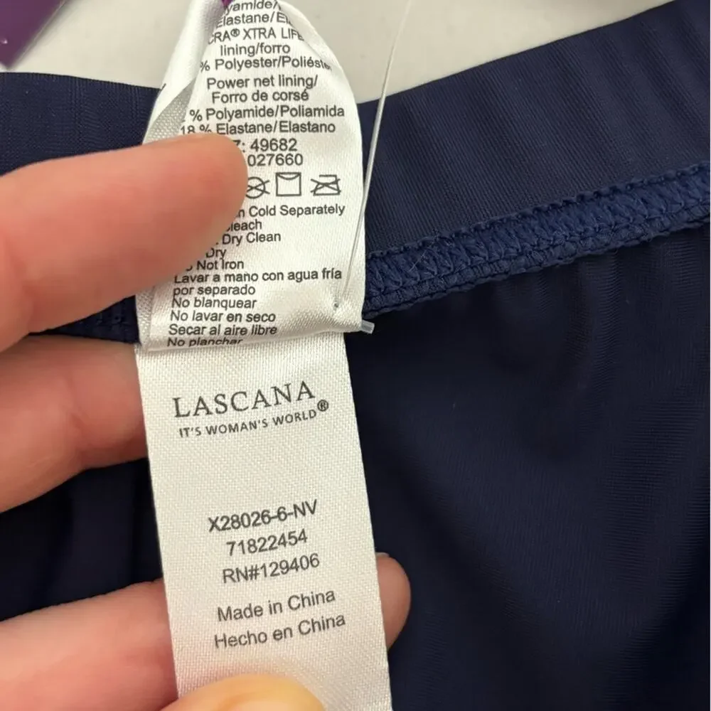 NWT Lascana High Rise Shaping Bikini Bottoms in Navy Blue - Size 6